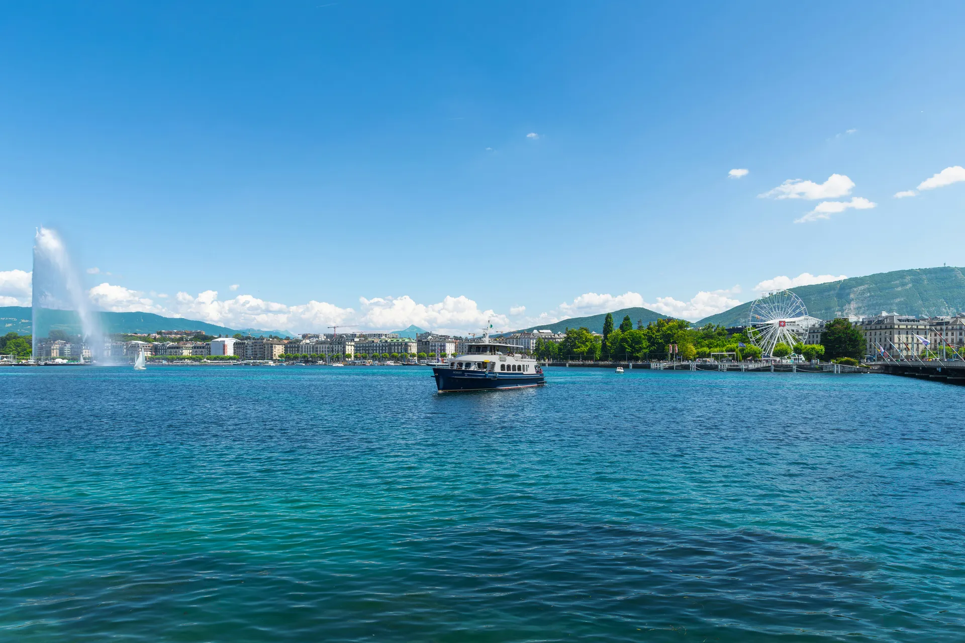 Lake Geneva and the Swiss shoreline near Geneva